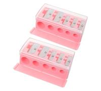 Toyvian Sacapuntas Manual de Maquillaje 2 Piezas con 5 Agujeros para Lápices de Cejas y Labios, Cuchillas de Acero al Manganeso, Tapa Protectora Rosa, Herramienta Portátil para Precisión