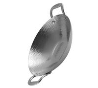 Toyvian Sartén de Acero Inoxidable con Doble Asa Superficie Lisa y Pulida Resistente y Fácil de Limpiar para Cocina Casera y Barbacoa Coreana Color Plateado