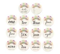 Toyvian Set de 14 Tarjetas Mensuales de Madera para Bebés Diseño Original, Accesorio para Fotos y Grabación de Vida Adecuado para Regalos de Baby Shower y Seguimiento del Crecimiento