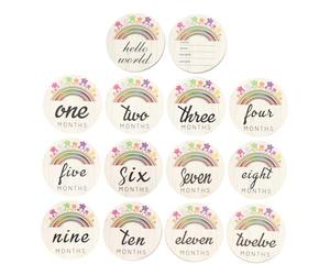 Toyvian Set de 14 Tarjetas Mensuales de Madera para Bebés Diseño Original, Accesorio para Fotos y Grabación de Vida Adecuado para Regalos de Baby Shower y Seguimiento del Crecimiento