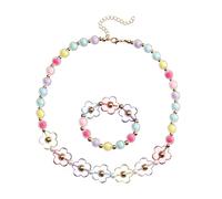 Toyvian Set De Joyas De Cuentas Pulsera y Collar Para Niñas Diseño De Flores Adecuado Para Presentación y Escenario