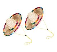 Toyvian Sombrero de Paja para Mascotas 2 Piezas Ajustable Tamaño S, Gorra Decorativa Resistente para Perro Pequeño, Accesorio para Fiesta Cinco de Mayo y Celebraciones
