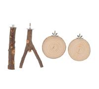 Toyvian Soporte para Pájaros de Madera Natural 4 Piezas Perchas de Ramas Múltiples para Jaulas Accesorio para Afilar Garras y Fomentar Actividades de Loros y Aves Pequeñas