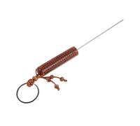 Toyvian Stainless Steel Worm Baiting Needle with Wood Handle Keyring Design Fishing Bait Threading Tool For Sea Fishing Hygienic Live Bait Rigging Compact Angling Accessory