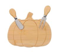 Toyvian Tabla de Charcutería Calabaza de Bambú con Cuchillo y Tenedor Bandeja para Quesos y Snacks Otoñales para Fiestas de Halloween y Acción de Gracias