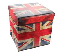 Toyvian Taburete Otomano Plegable con Almacenamiento Retro Diseño Bandera Británica Compacto y Portátil Banqueta Multifuncional para Hogar y Cocina