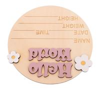 Toyvian Tarjeta Colgante de Crecimiento de Madera Letrero de Anuncio de Nacimiento para Decoración de Guardería Marca de Recién Nacido