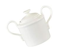 Toyvian Tarro de Cerámica Blanco con Tapa y Doble Asa Azucarero Cuadrado para Café Contenedor Práctico para Almacenamiento de Azúcar y Dulces en Cocina Resistente a Altas Temperaturas