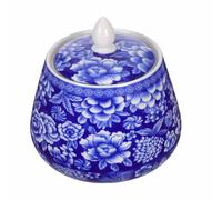 Toyvian Tarro de Cerámica Vintage Azul y Blanco de 870Ml Tapa Hermética Recipiente de Almacenamiento para Té a Granel y Alimentos Secos Multiusos para Cocina y Decoración