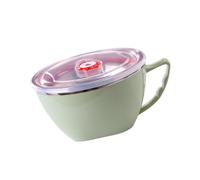 Toyvian Tazón de Acero Inoxidable con Asa y Tapa, Resistente Corrosión y Aislamiento Térmico, Adecuado para Camping y Viaje de Negocios, Color Verde, Material Acero Inoxidable y Pp