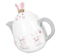 Toyvian Tetera de Cerámica Forma de Conejito de Pascua, sin Filtro, Capacidad Grande, Decoración para Cocina y Comedor, Dispensador de Agua y Jarra para Té y Jugos, 1 Pieza