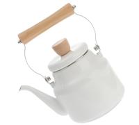Toyvian Tetera de Esmalte Blanco de 2.5l para Hervir Agua, Resistente al Desgaste y Ligera, Adecuado para Té y Café en Cocina Doméstica