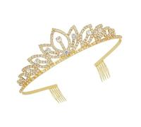 Toyvian Tiara para Novia con Incrustaciones de Gemas de Imitación, Diseño en Forma de Corazón y Hojas, Aleación Resistente, Accesorio Ligero para Bodas y Fiestas