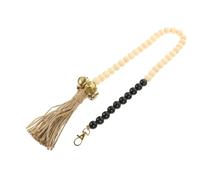 Toyvian Timbre para Puerta de Perro Cuentas de Madera, Campana Colgante Negra, Cuerda Tejida Manual, Campana de Adiestramiento Canino para Entrenamiento y Puerta, Juguete Práctico