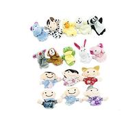 Toyvian Títeres de Dedo Educativos de Tela para Niños 10 Animales y 6 Miembros del Hogar, 16 Piezas para Contar Cuentos y Juegos en Casa