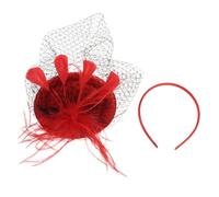 Toyvian Tocado con Velo Estilo Sombrero Pastillero Retro, Diadema para Mujer, Material Delicado y Resistente, Talla Única, Adecuado para Bodas, Fiestas y Cócteles, Color Rojo Elegante