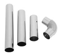 Toyvian Tubo de Acero Inoxidable para Chimenea 6 Cm Diámetro, Kit 4 Piezas con Codo y Tubos Rectos de 20 Cm, 30 Cm y 40 Cm, Conducto de Humos para Estufa de Pellets, Accesorios