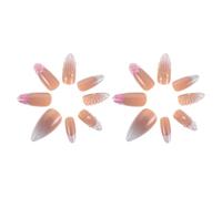 Toyvian Uñas Postizas de Cobertura Total Flores 3D 24 Piezas Diseño Floral Brillante Gelatina Transparente para Fiestas y Manicura Artística Femenina