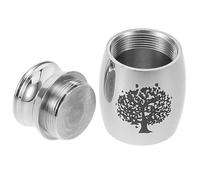Toyvian Urna Pequeña para Mascotas Acero Inoxidable Tapa, Urna Conmemorativa 25mm X 16mm para Cenizas de Perros y Gatos, Caja Memorial para Recuerdo, Diseño Árbol Vida Pájaro