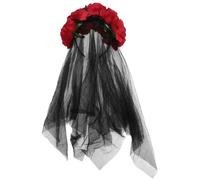 Toyvian Velo Material Diseño Hilo de Rosas Dacrón y Adecuado para Halloween Diadema de Flores Rojas Maquillaje Festividades y Fiestas de Disfraces