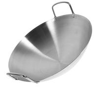 Toyvian Wok de Acero Inoxidable con Fondo Redondo Sartén Grande Doble Asa Ergonómica Resistente al Calor para Cocinas de Inducción y Vitrocerámica Alta Capacidad para Uso Doméstico y