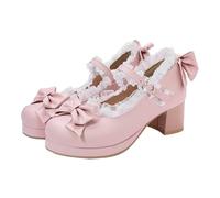 Toyvian Zapatos De Tacón Alto y Grueso para Mujer Rosa, Charla De Temporada Templada y Otoño, Diseño Lazo, Puntera Abierta, Talla 38, Elegantes para Fiestas y Uso Diario