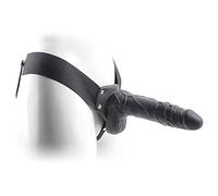 Toyz4Lovers Real Rapture Vibrating Hollow Strap On 8 Black With Balls - 450 gr