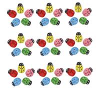 TOYZFRIENDY 100 Piezas Mini Mariquitas de Madera Adhesivas Coloridas Decoración para Jardines y Manualidades Figuras Pequeñas para DIY Surtido con Doble Cara