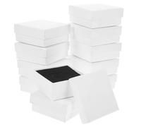 TOYZFRIENDY 12 piezas Cajas para Joyería Unidades Cajas Pequeñas Reutilizables con Esponja para Pendientes Anillos Collares y Pulseras Blancas Estuche de Cartón para Almacenamiento y Regalo