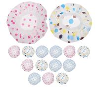 TOYZFRIENDY 15 Piezas Gorro de Ducha con Puntos Gorro de Baño Grueso con Banda Elástica de Encaje Reutilizable para Mujeres con Espacio Amplio y Seguro
