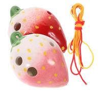 TOYZFRIENDY 2 Juegos Ocarinas Diseño de Fresa para Instrumento de Viento Creativo para Principiantes Color Rojo y Rosa Fácil de Tocar y Almacenar Color Aleatorio