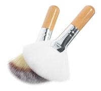 TOYZFRIENDY 2 piezas Brochas Maquillaje Cepillo Abanico para Polvo Suelto y Rostro Cerdas Suaves Mango Corto Cómodo para Mujer Herramientas Maquillaje Destacando y Fijando