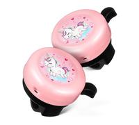 TOYZFRIENDY 2 Piezas Campana para Bicicleta Infantil Metálica Resistente la Intemperie con Diseño Unicornio Sonido y Fuerte para Niñas