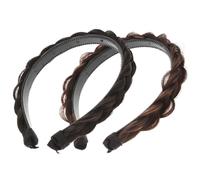 TOYZFRIENDY 2 piezas Diadema Ancha Trenzada para Mujer y Niña Cinta de Pelo Decorativa Antideslizante con Dientes Diseño Resistente para Peinados Creativos de Marrón Oscuro y Negro Marrón