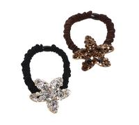 TOYZFRIENDY 2 piezas Hair Scrunchies For Rhinestone Sea Star Elastic Ponytail Holders Thick Hair Ties Rubber Bands For Women Beach Wedding Daily Styling And