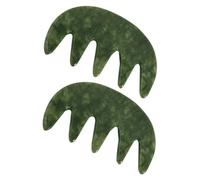 TOYZFRIENDY 2 piezas Peine Jade Masajeador Multifuncional Peine Dientes Anchos para Cuidado Capilar Herramienta Gua Sha Portátil para Masaje Facial y Cabelludo Seguro y Ergonómico