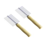 TOYZFRIENDY 2 piezas Peine para Mascotas Doble Cara de Acero Inoxidable y Madera Peine Práctico Antideslizante para Eliminar Pelo Suelto y Cepillo de Aseo Seguro y Duradero para Perros y