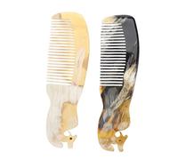 TOYZFRIENDY 2 piezas Peines de Masaje de Cuerno de Búfalo Natural Modelado Fénix Antiestáticos para Estimulación Facial y Masaje de Cuello Colores Aleatorios Color Aleatorio