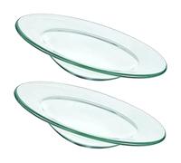 TOYZFRIENDY 2 Piezas Plato de Vidrio para Lámpara Aromaterapia Resistente al Calor para Reemplazo de Quemador Cera y Aceite Esencial Transparente Multifuncional para Difusor y Almacenaje
