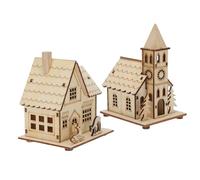 TOYZFRIENDY 2piezas Colgantes de Árbol de Navidad Creativos Luminosos y Únicos para Decorar el Hogar Adorno Colgante de Navidad de Madera Luz LED Brillante Casa Navideña Iluminada para Casa