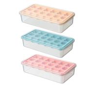 TOYZFRIENDY 3 piezas Cubiteras de Hielo con Tapa y Compartimentos Moldes para Hacer Cubitos de Hielo DIY Azul Naranja Amarillo Accesorios de Cocina para Bebidas Frías