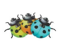 TOYZFRIENDY 3 piezas Decoración Metálica de Pared con Esculturas de Mariquitas Simuladas Colores Azul Verde Amarillento y Naranja para Jardín Interior y Exterior