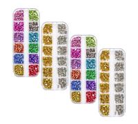 TOYZFRIENDY 4 Cajas de Tachuelas Metálicas para Uñas con 12 Compartimentos Remaches Cónicos Dorados y Plateados Accesorios para Decoración de Uñas Punk y Manicura Creativa en Fiestas y Uso