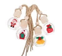 TOYZFRIENDY 4 Piezas Ambientadores Coche Colgantes Botellas de Aromaterapia para Difusor de Aceites Esenciales Diseño Navideño con Botellas de Vidrio Vacías para Perfume y Aroma el Automóvil