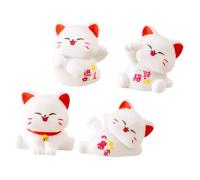 TOYZFRIENDY 4 Piezas Figuras de Gatos Miniatura Decoración Exterior Adornos Jardín Micro Paisaje Suerte Chino