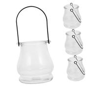 TOYZFRIENDY 4 Piezas Portavelas Colgantes de Vidrio con Asa Macetero Decorativo Hidroponía para Interior y Exterior Soporte Floral para Velas y Plantas Adorno Elegante para Hogar y Fiesta