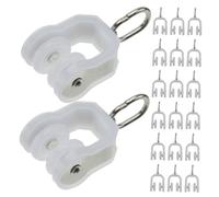 TOYZFRIENDY 40 Piezas Poleas para Rieles de Cortina con Rodillos Doble Rueda de Plástico Compatible con Rieles Rectos y Curvos Deslizadores Silenciosos para Cortinas Hogar y Oficina