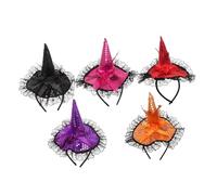 TOYZFRIENDY 5 Piezas Diadema Halloween Brillante Con Lentejuelas Sombrero Bruja Colores Surtidos Accesorio Creativo para Fiesta Disfraz Infantil