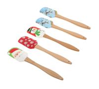 TOYZFRIENDY 5 Piezas Espátulas de Silicona para Crema Profesionales para Repostería Resistentes al Calor con Mango Ergonómico y Diseño Navideño Multiusos para y Raspar Pasteles y Postres