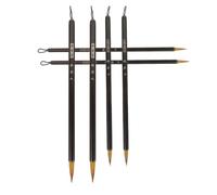 TOYZFRIENDY 6 piezas Pinceles de Caligrafía Wolf Hair Mango Metálico Negro Suaves y Flexibles para Principiantes y Artistas Aptos para Textiles Limpieza Fácil con Agua para Pintura y